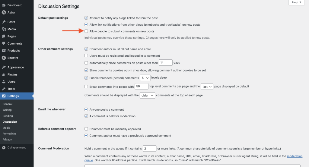How to Disable Comments On A WordPress Site Image 1 1024x554