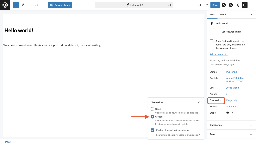 How to Disable Comments On A WordPress Site close the comments for individual wordpress page/post