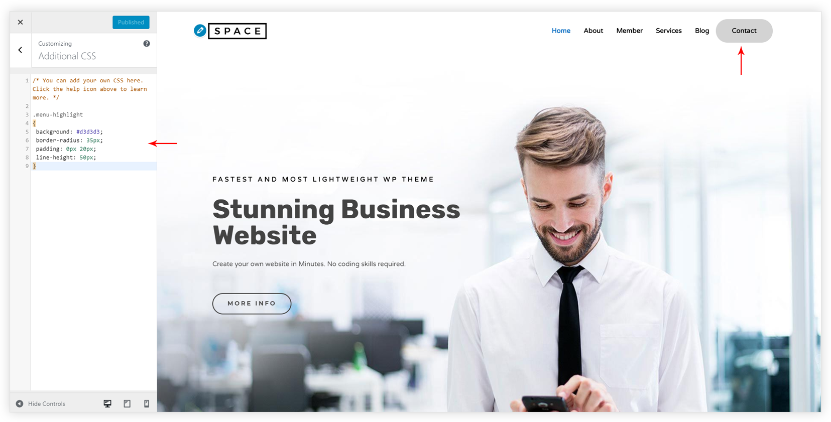 How to Highlight a Certain Menu Item? Menu Highlight CSS Output 1