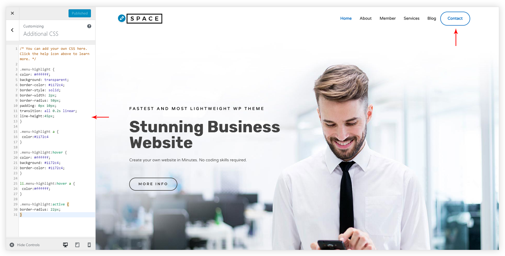 How to Highlight a Certain Menu Item? Menu Highlight CSS Output 2