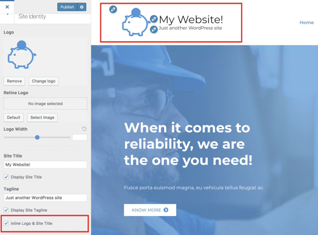 Version 1.1.1 Inline Logo & Site Title