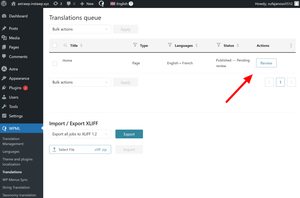 How To Make Astra Multilingual With WPML open the page you translated