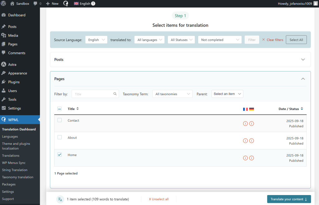 How To Make Astra Multilingual With WPML Translation Dashboard