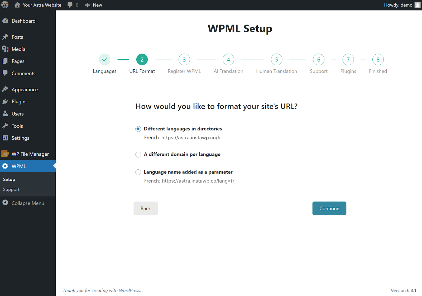 How To Make Astra Multilingual With WPML WPML URL Setup