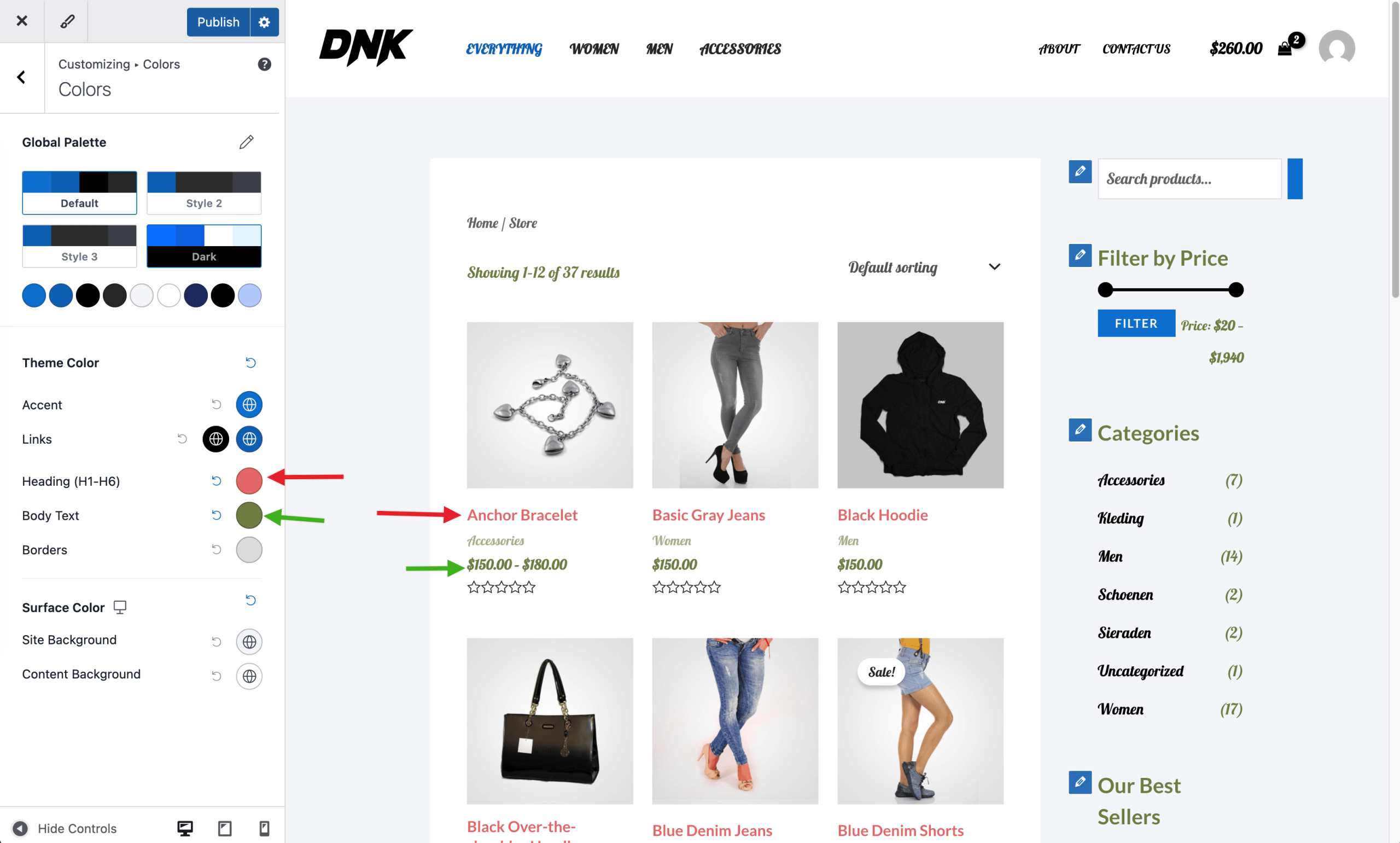 WooCommerce Integration Overview in Free Astra Theme WooCommerce colors
