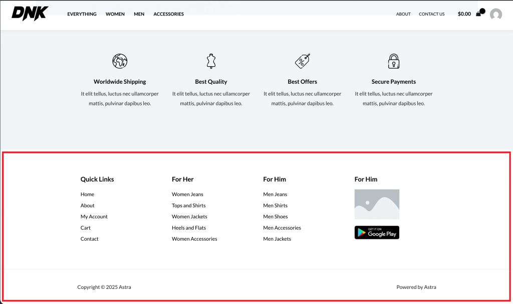 Footer Overview Footer example