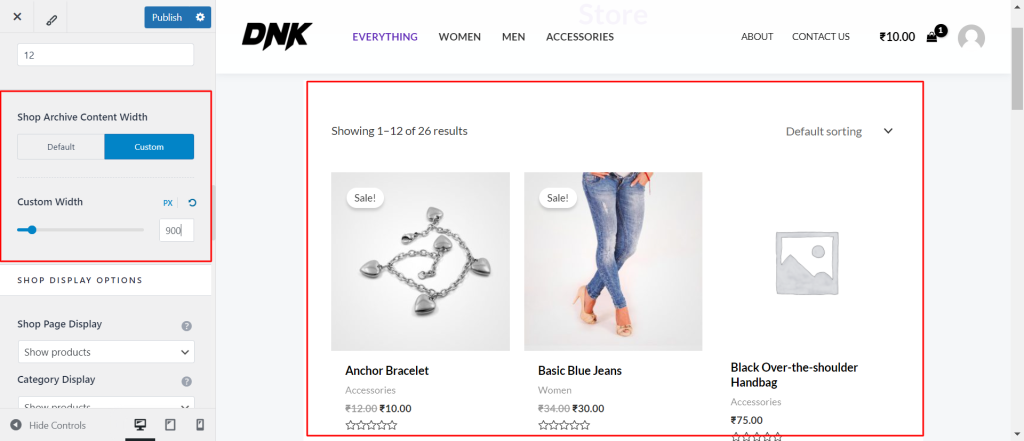 How to Design a Product Catalog Page or Shop Page Using WooCommerce Module in Astra? Ahop Archive Content Width 1024x441
