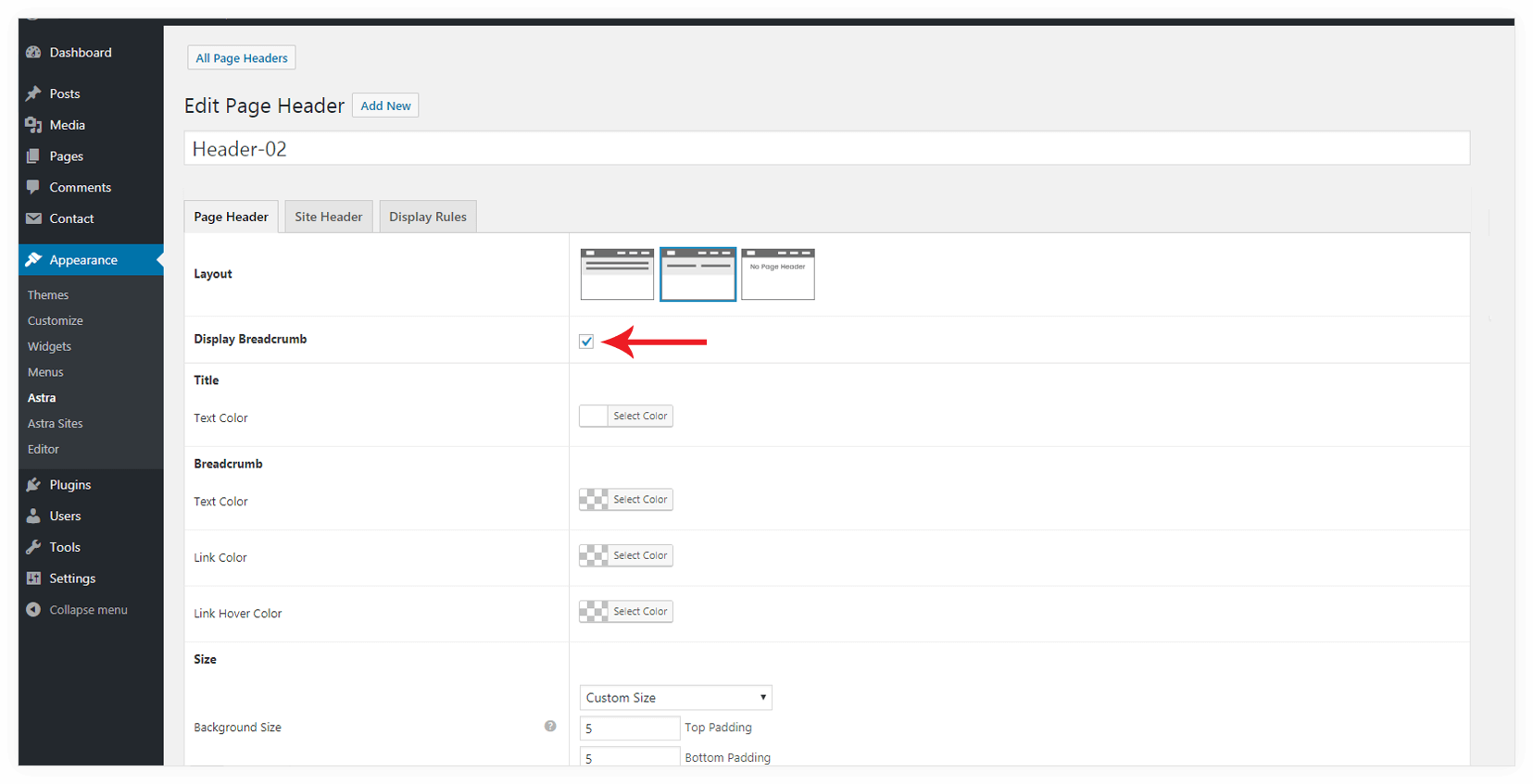 Page Headers Overview Display Breadcrumb