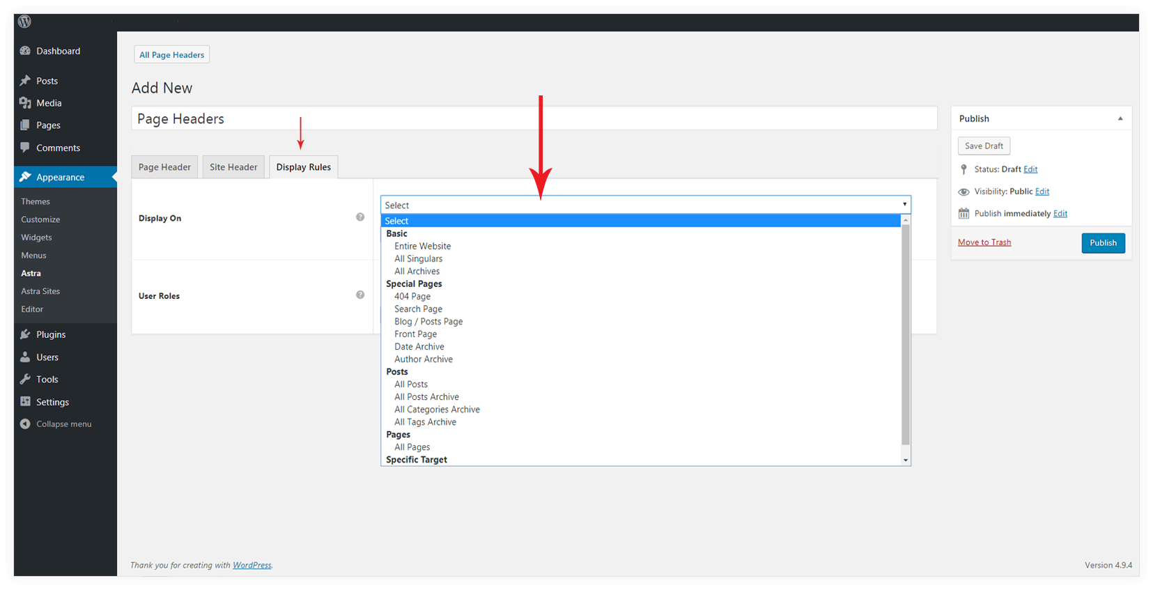 Page Headers Overview Page Headers Display Rules