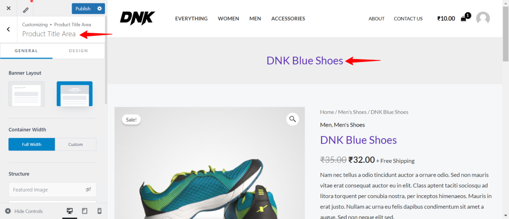 Single Product WooCommerce Product Title Area 1024x441