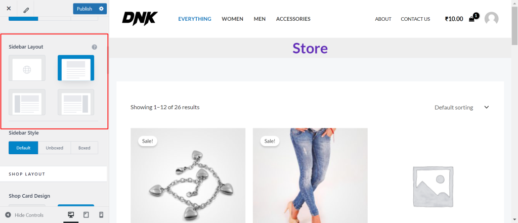 How to Design a Product Catalog Page or Shop Page Using WooCommerce Module in Astra? Sidebar Layoit 1024x441