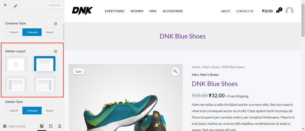 Single Product WooCommerce Sidebar Layout 1 1024x441