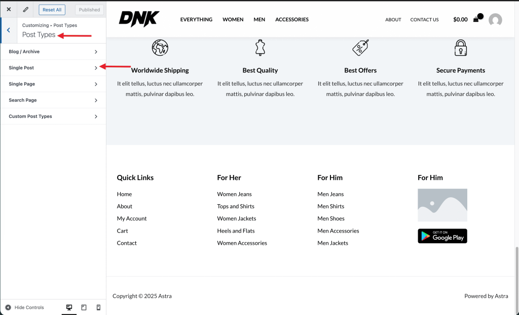 How to Remove Previous and Next Links From a Single Blog Post? Accessing single posts