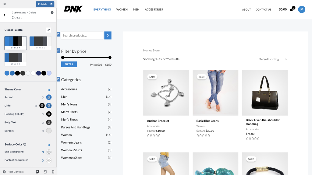 Colors & Background Options For WooCommerce global colors