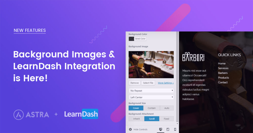 Background Images & LearnDash Integration is Here! Learndash integration with astra