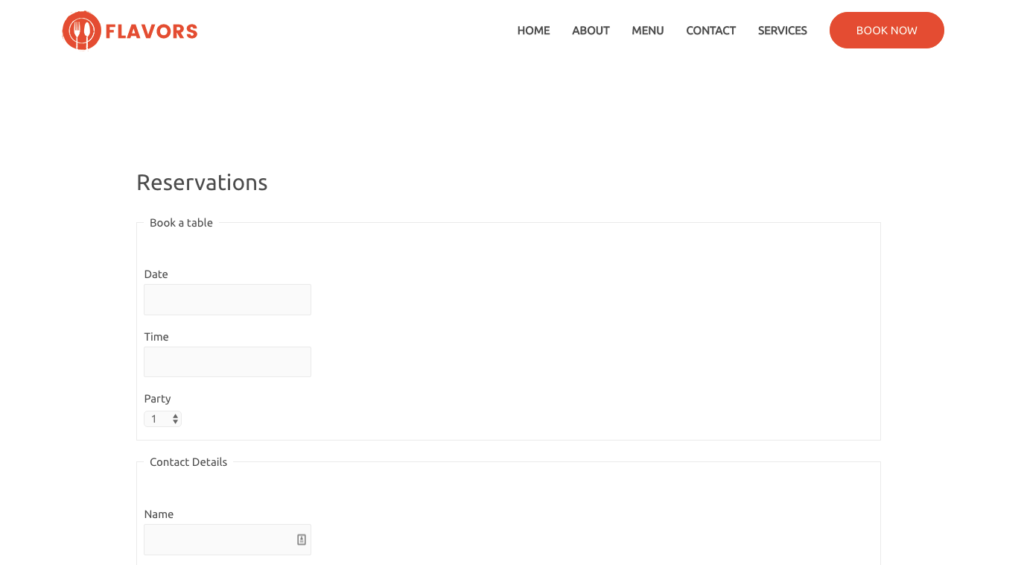 How To Add a Restaurant Reservation System to WordPress in 4 Easy Steps Reservation page example
