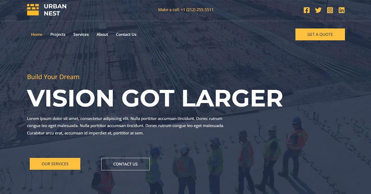 280+ Elementor Templates for Every Niche (Free + Premium) Construction Company website template