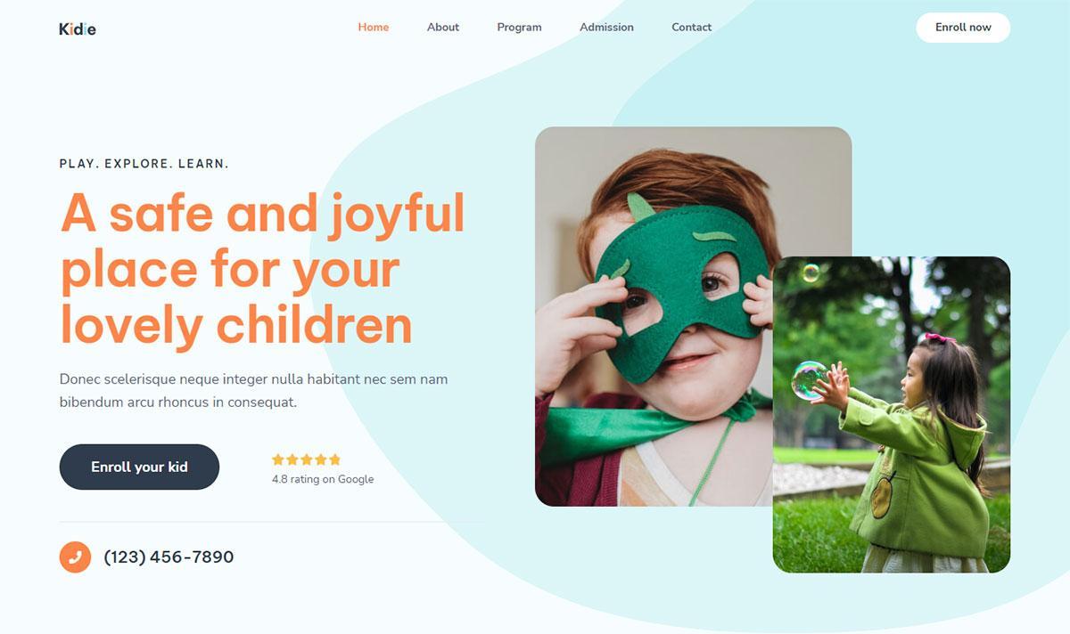280+ Elementor Templates for Every Niche (Free + Premium) Elementor template for day care services