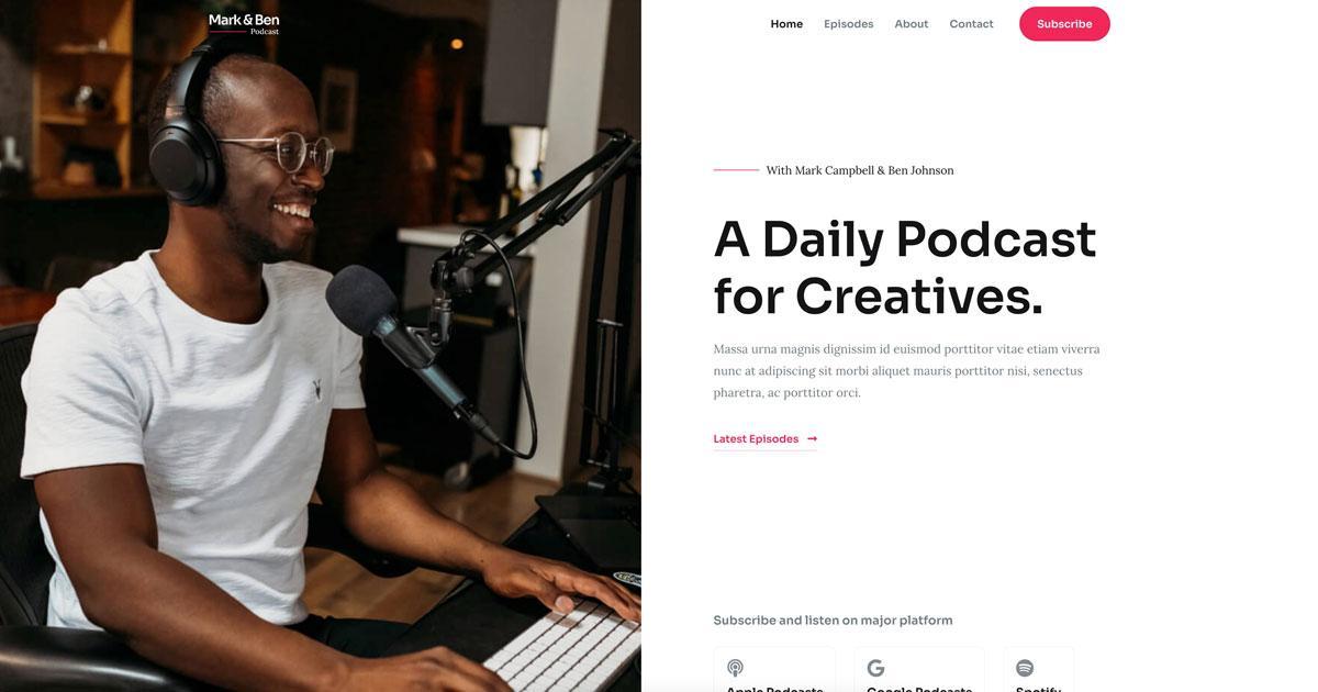 280+ Elementor Templates for Every Niche (Free + Premium) Podcaster website template