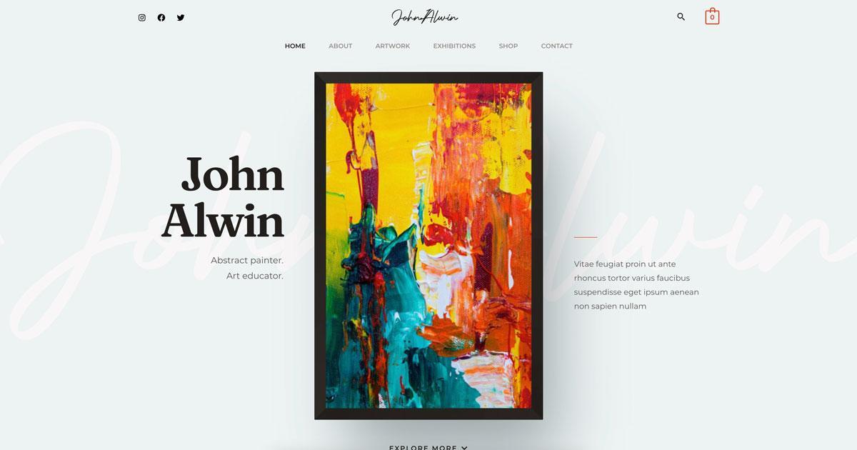 280+ Elementor Templates for Every Niche (Free + Premium) Premium template for painters or artists