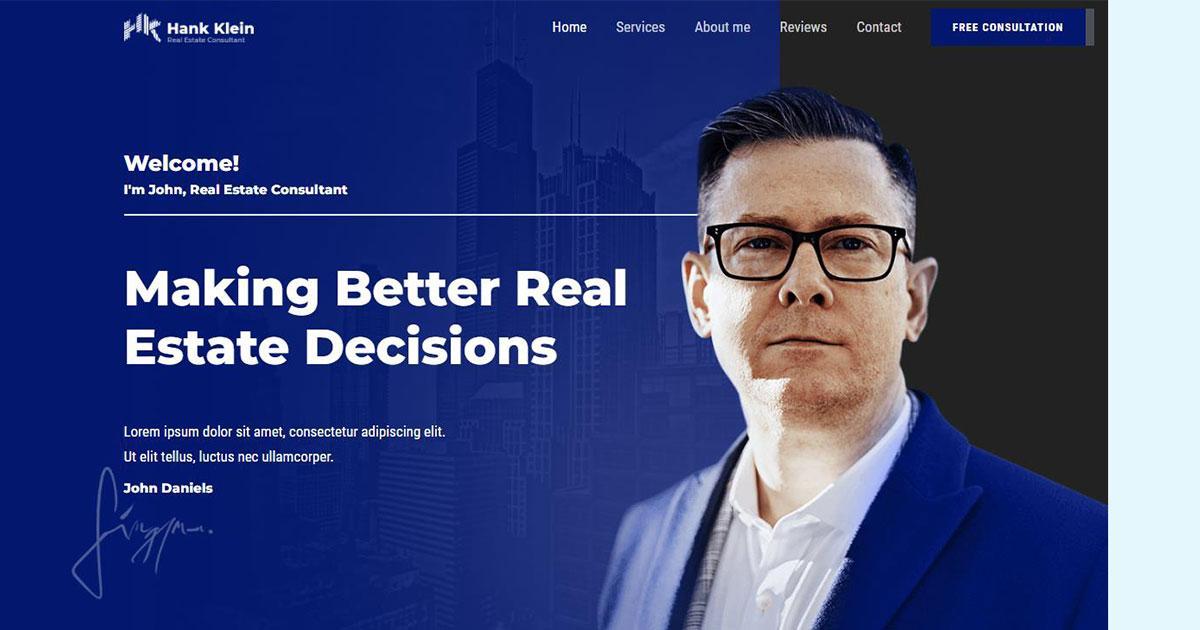 280+ Elementor Templates for Every Niche (Free + Premium) Real Estate consultant web template