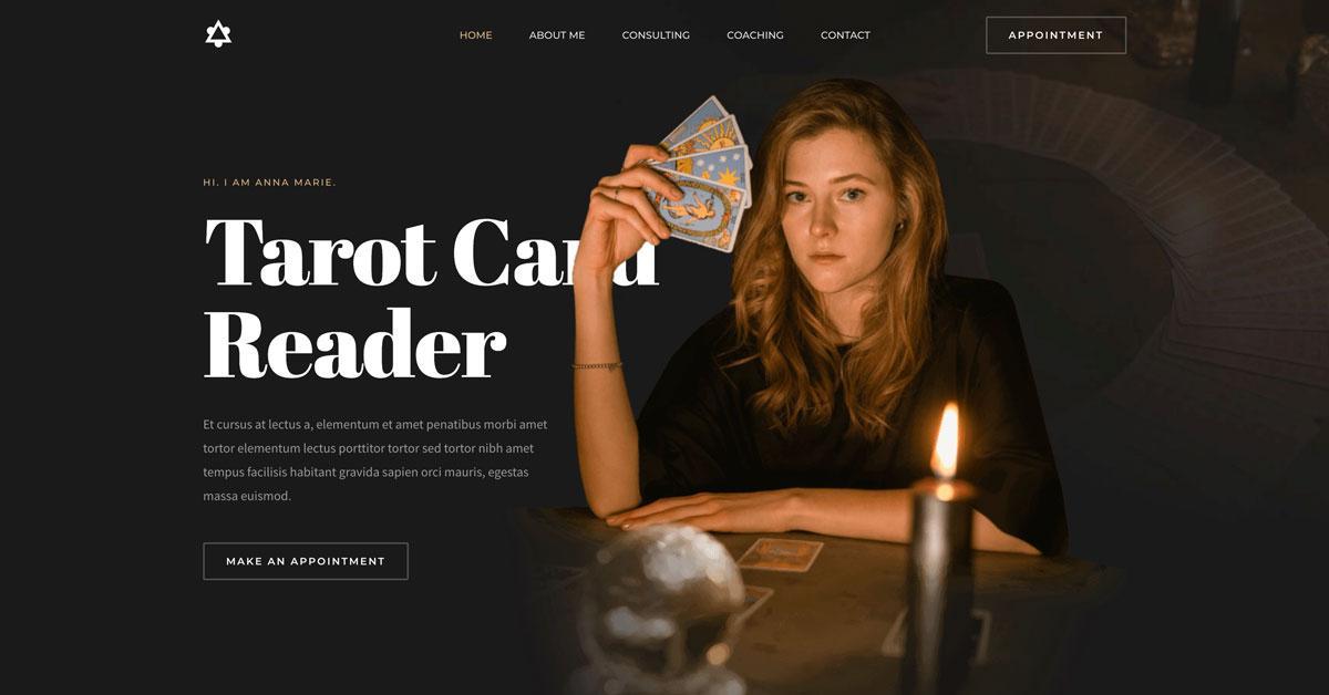 280+ Elementor Templates for Every Niche (Free + Premium) Web template for tarot card reader