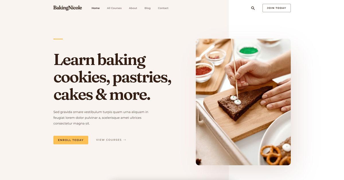 280+ Elementor Templates for Every Niche (Free + Premium) Website template for baking coach