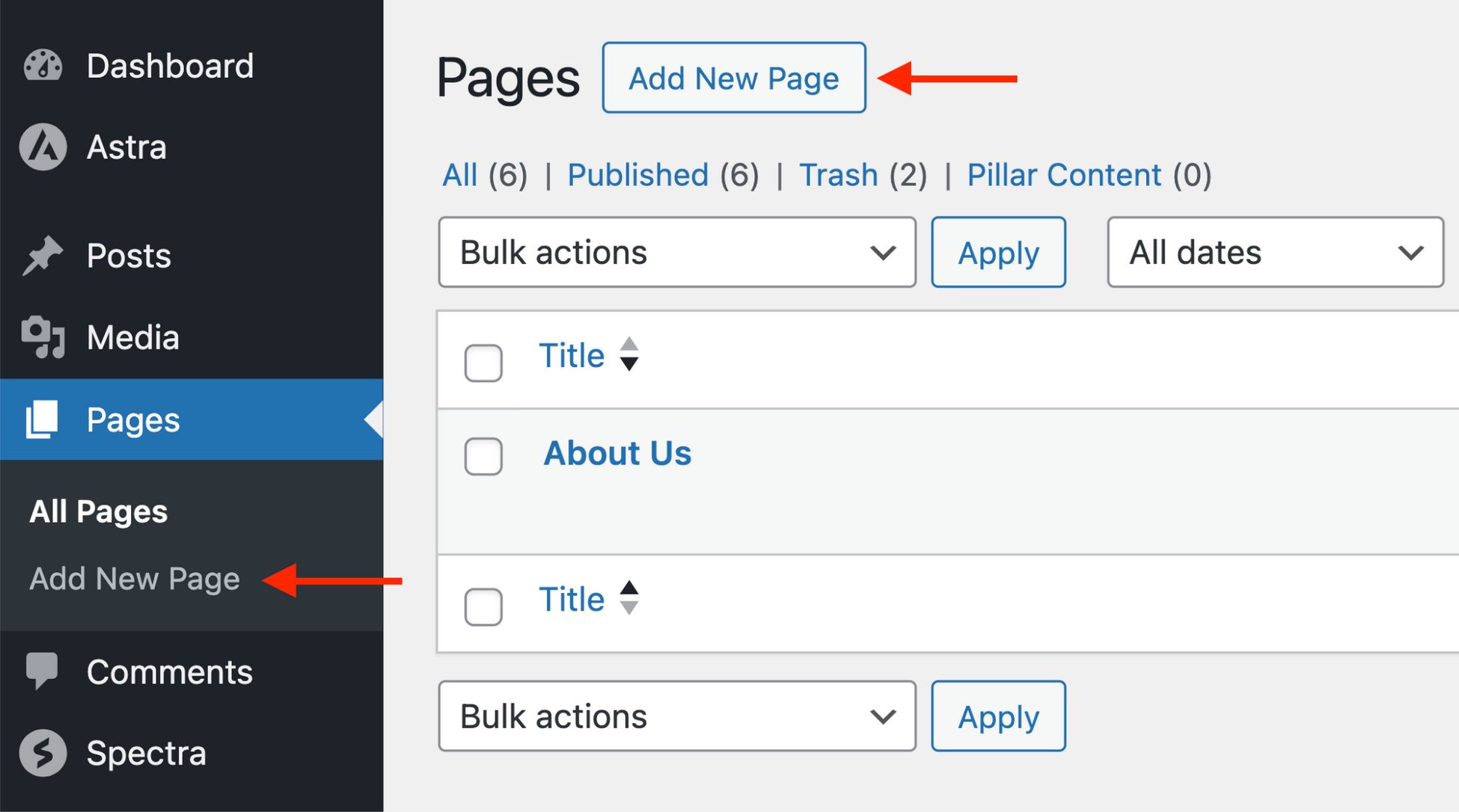 Divi vs Elementor: Which One is King of the Page Builders? add new page with spectra