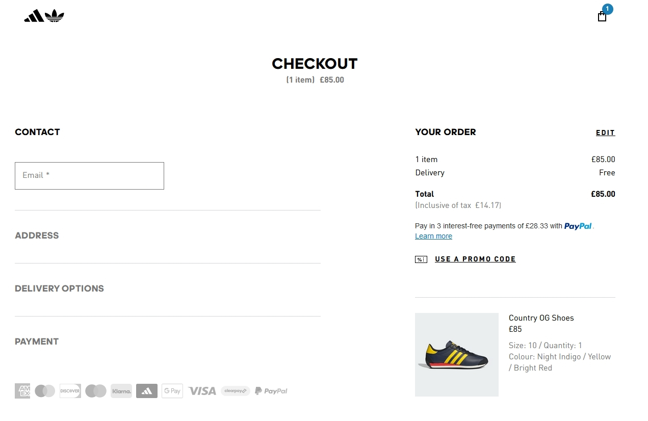 Masterful High Profit Checkout Page Design Secrets (+Examples) Adidas