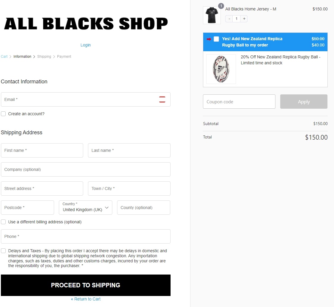 Masterful High Profit Checkout Page Design Secrets (+Examples) All Blacks Shop