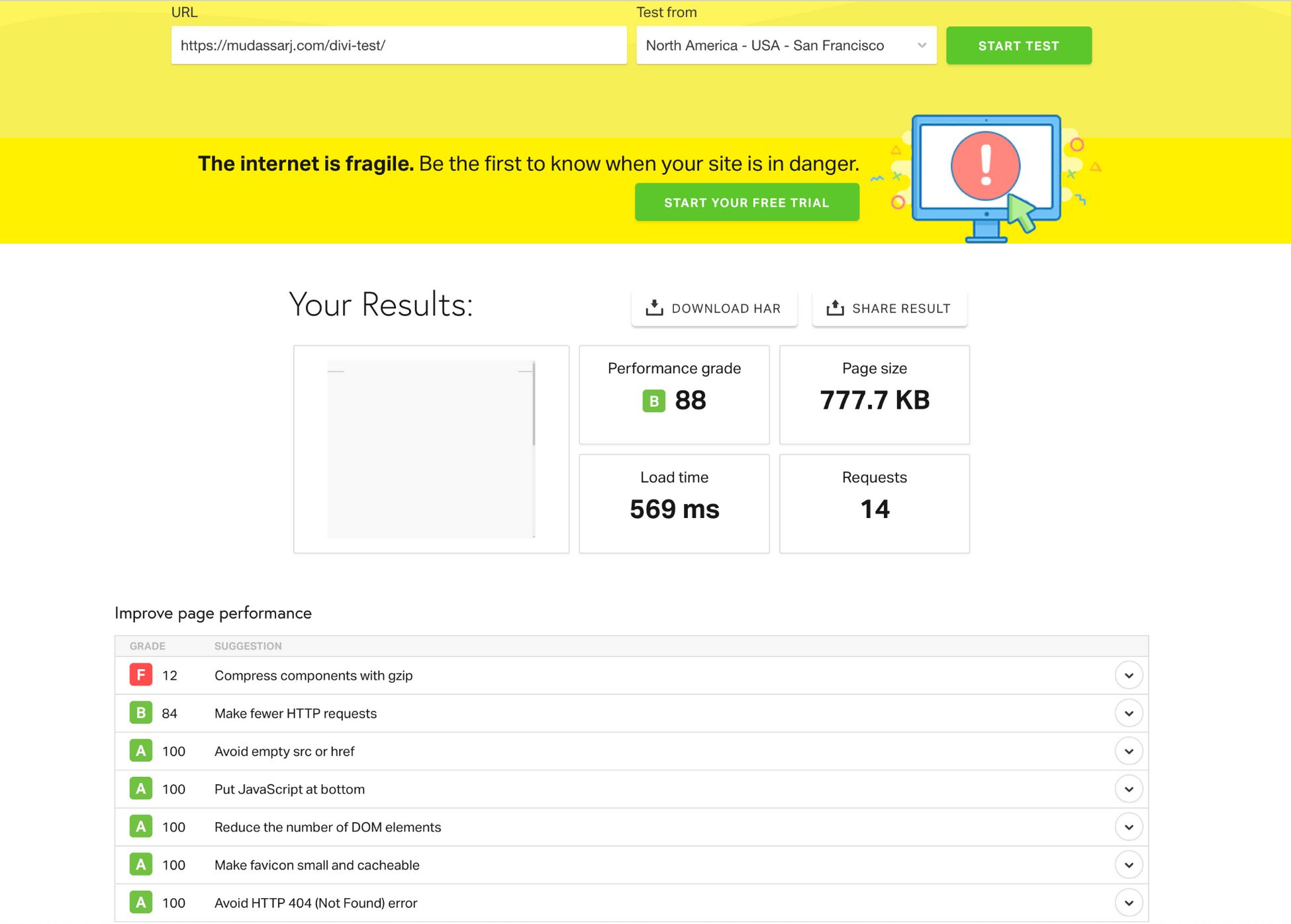 Divi vs Elementor: Which One is King of the Page Builders? divi test page speed test pingdom
