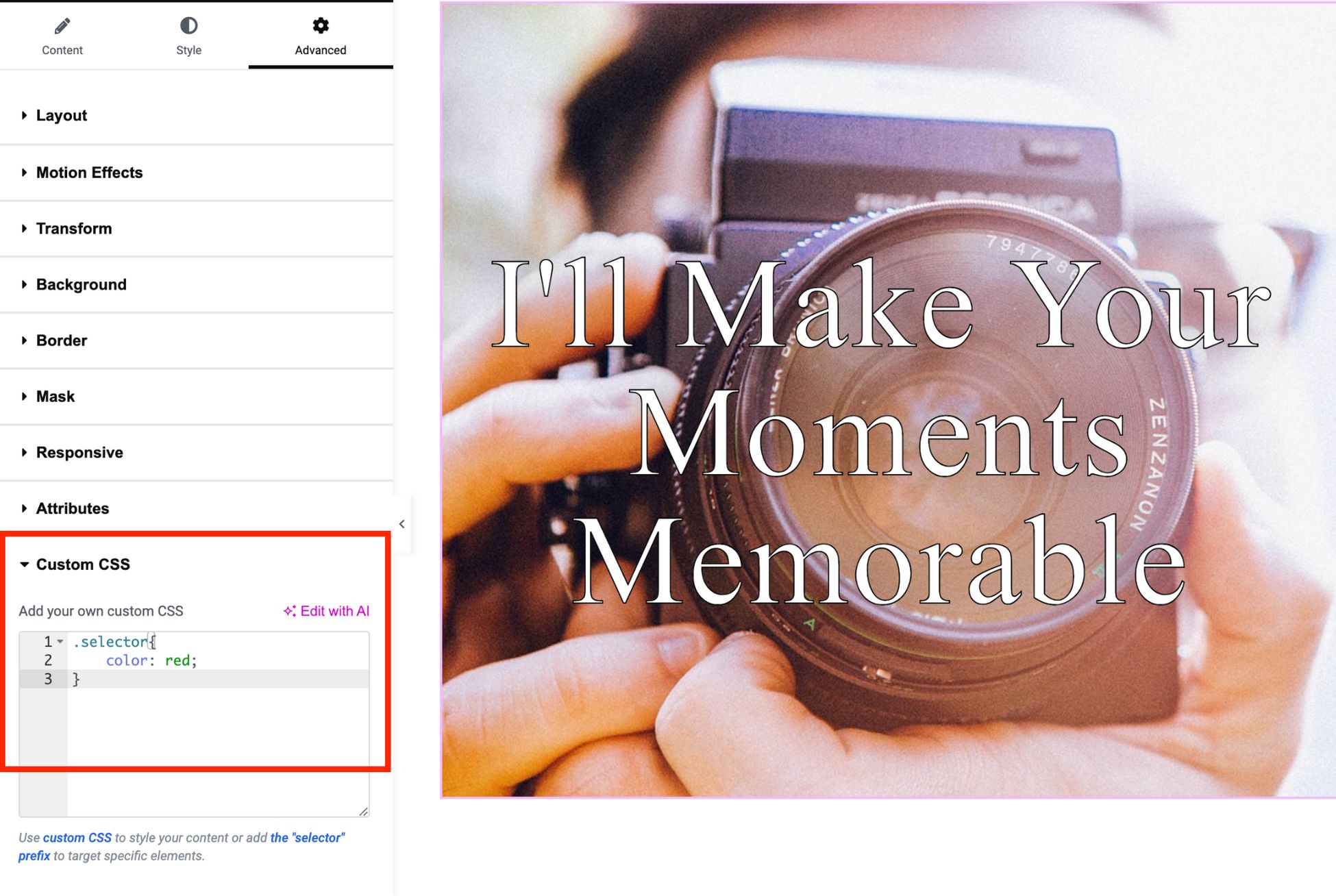 Divi vs Elementor: Which One is King of the Page Builders? elementor css code option