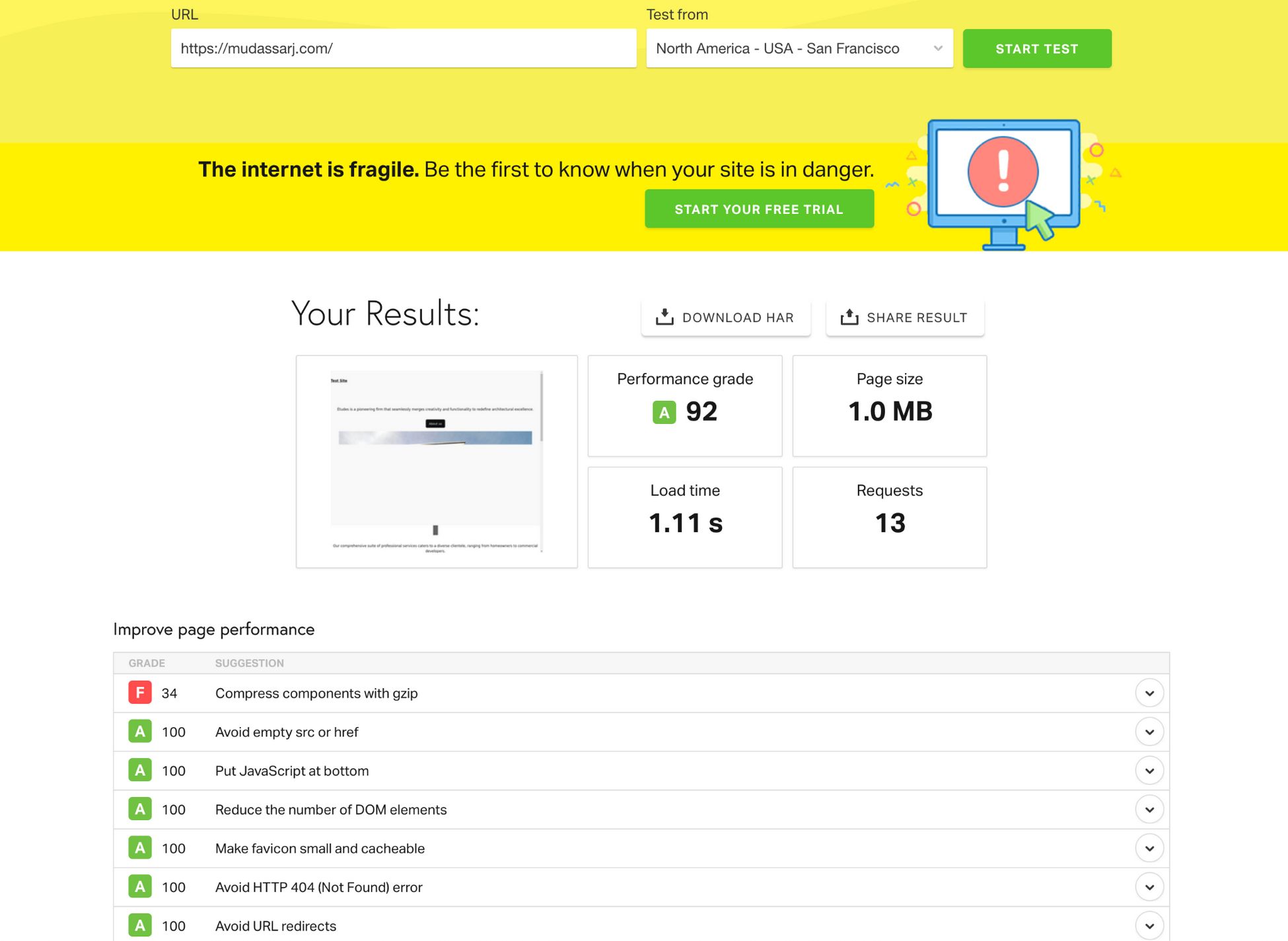 Divi vs Elementor: Which One is King of the Page Builders? fresh wordpress site pingdom speed test