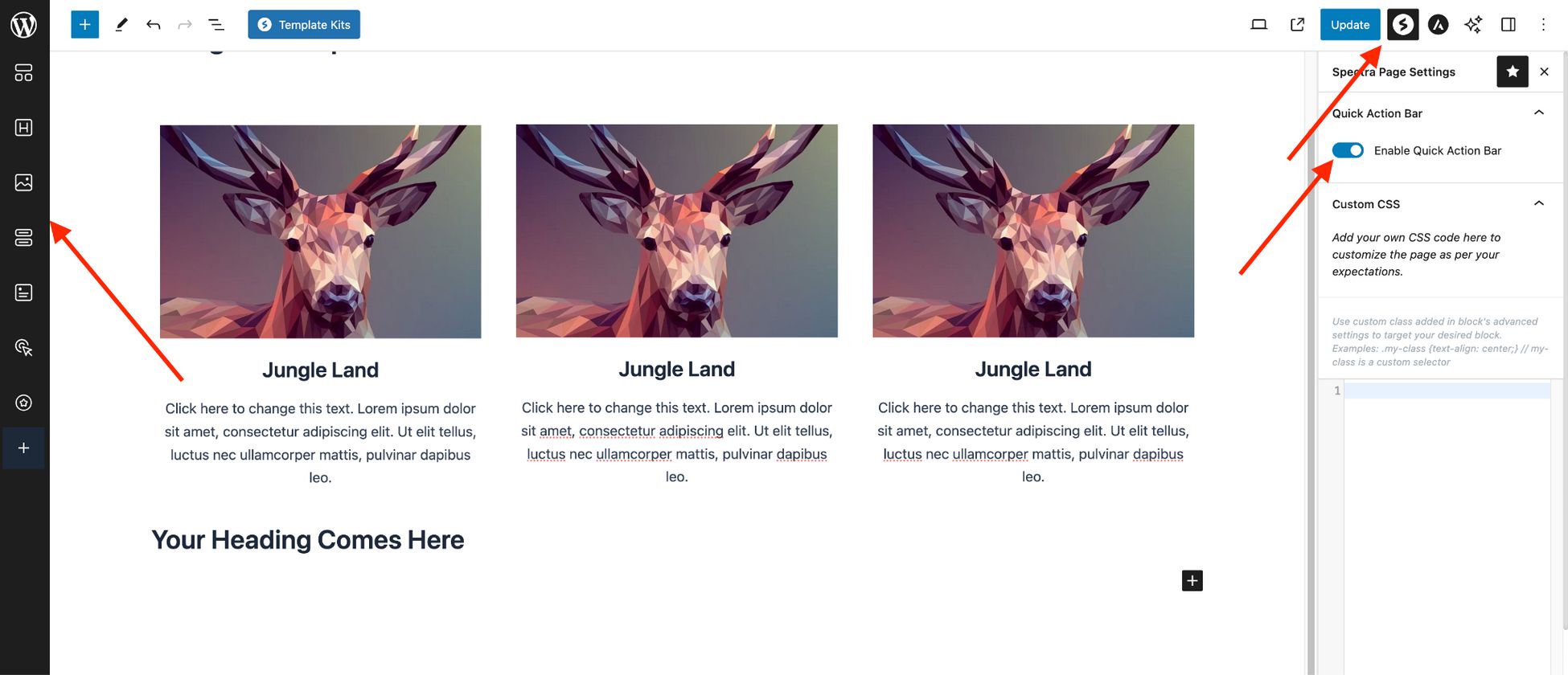 Divi vs Elementor: Which One is King of the Page Builders? spectra quick action bar