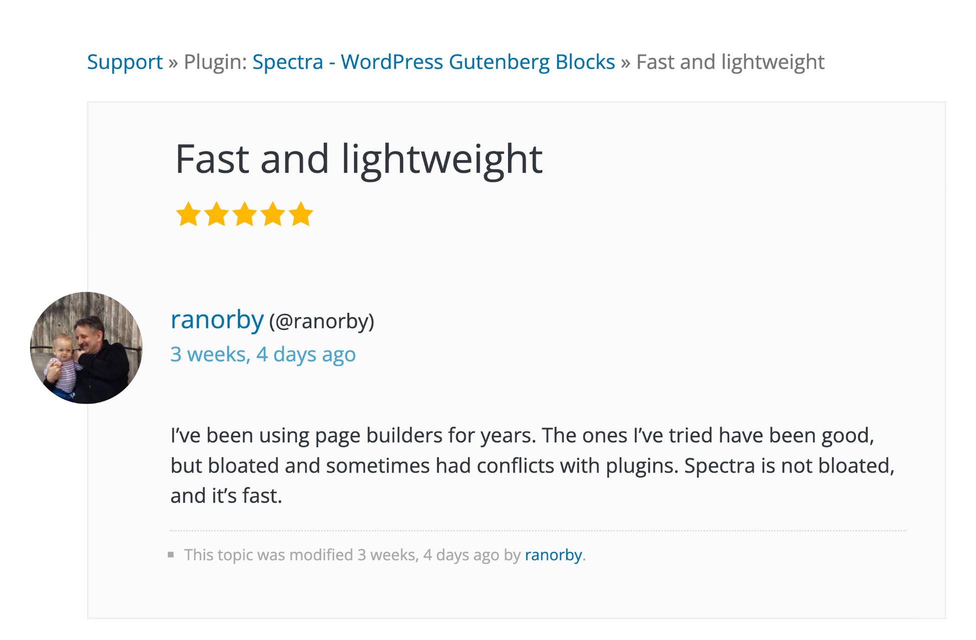 Divi vs Elementor: Which One is King of the Page Builders? spectra user review about speed
