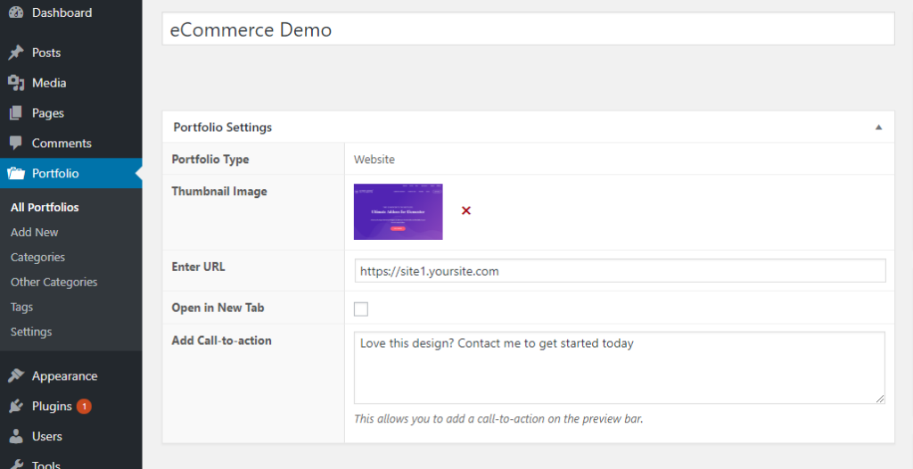 How To Create a Library of Website Templates add portfolio item