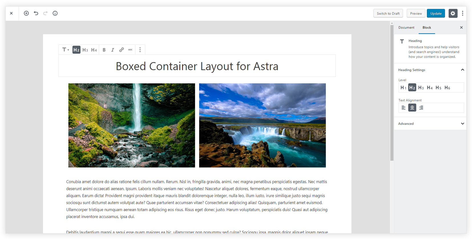 How Does Astra Work with the Gutenberg Editor? Gutenberg Boxed Layout