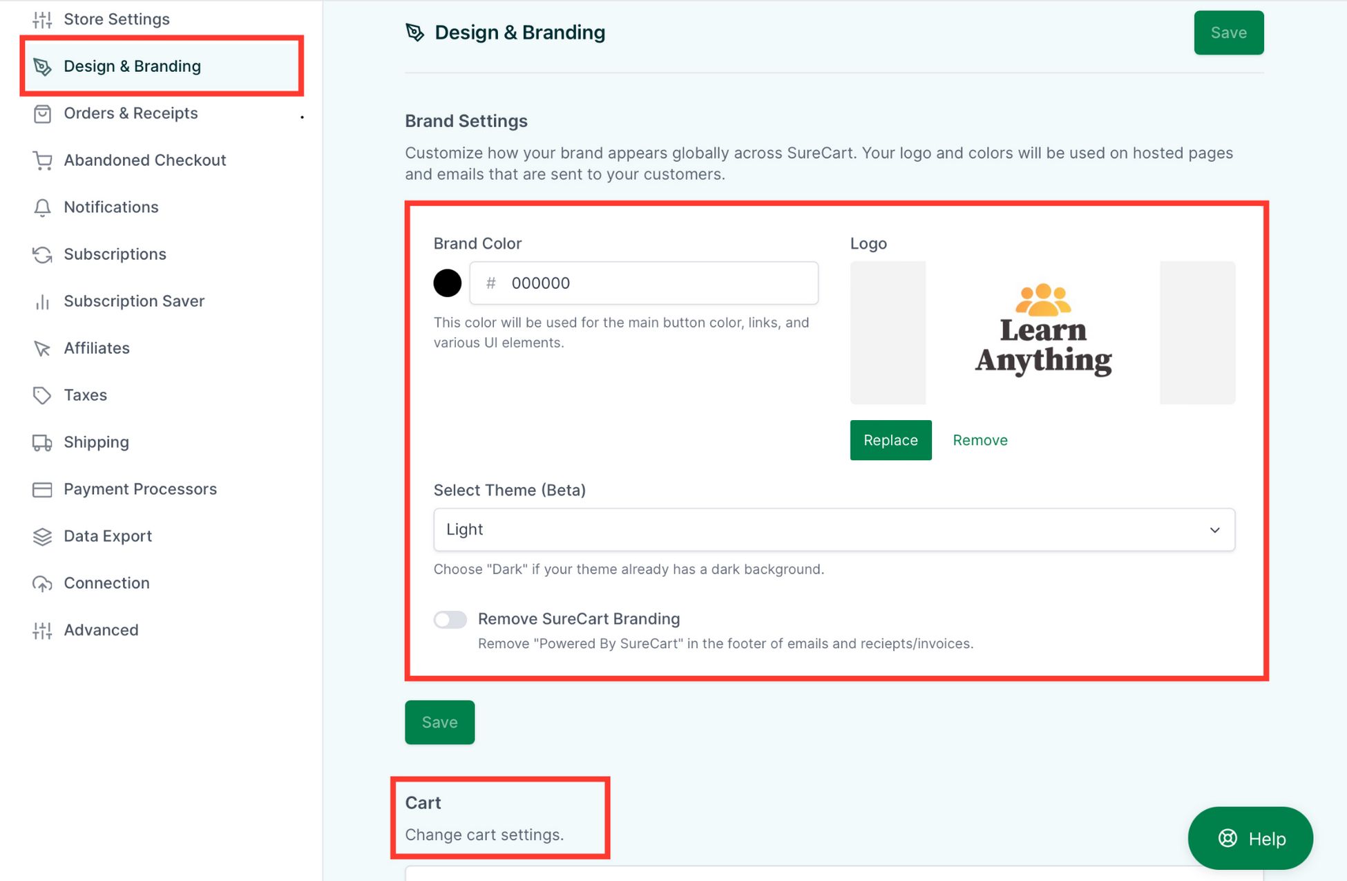 Easy Digital Downloads Vs WooCommerce: Which Is The Real Profit Maker? Surecart design and branding page