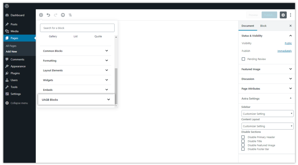 Introducing Free Gutenberg Blocks Library - Spectra! UAGB in Gutenberg editor