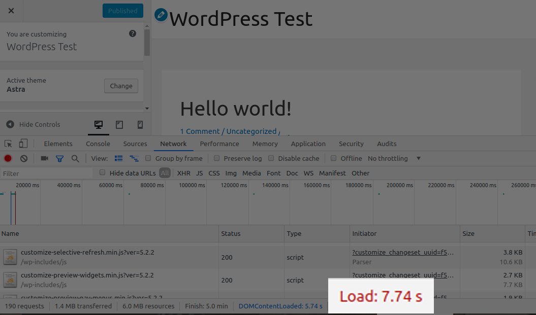 Introducing Astra 2.0 - Speedy Customizer with Enhanced User Experience Astra 2.0 after speed test results