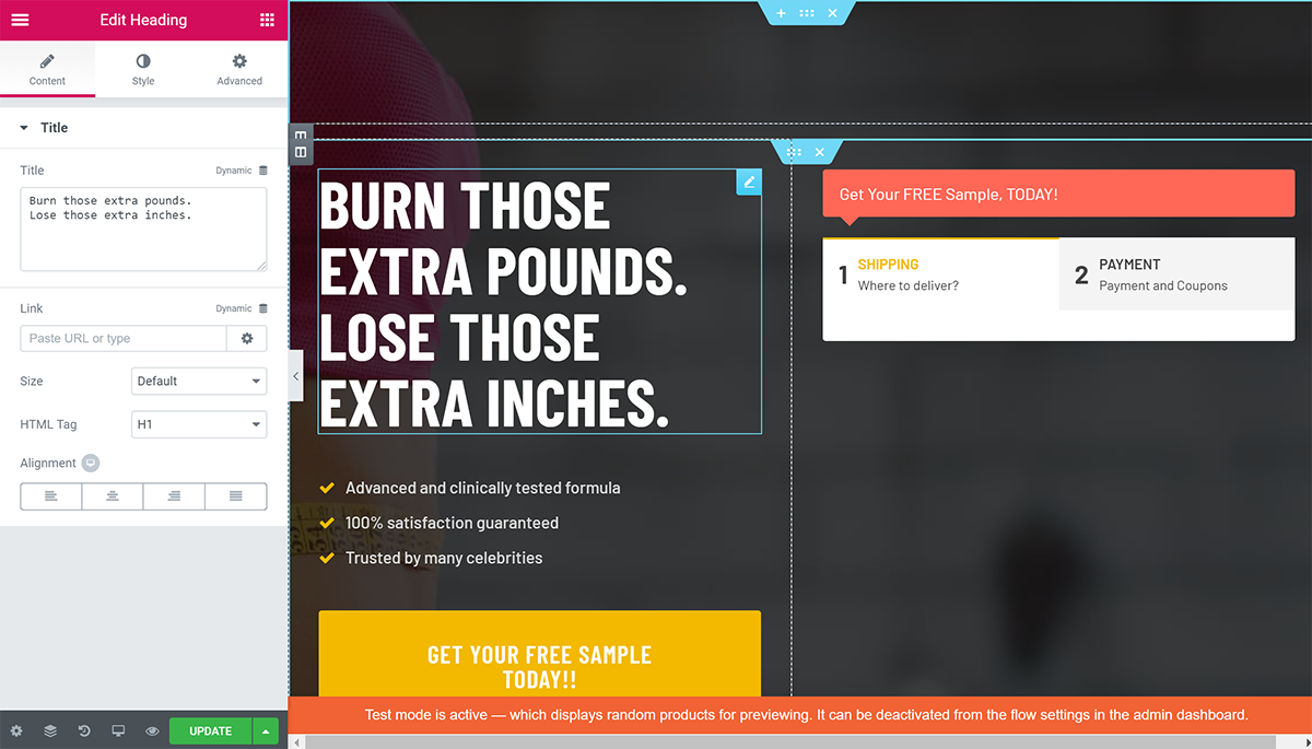 The Best ClickFunnels Alternative For WordPress Editing product page with Elementor