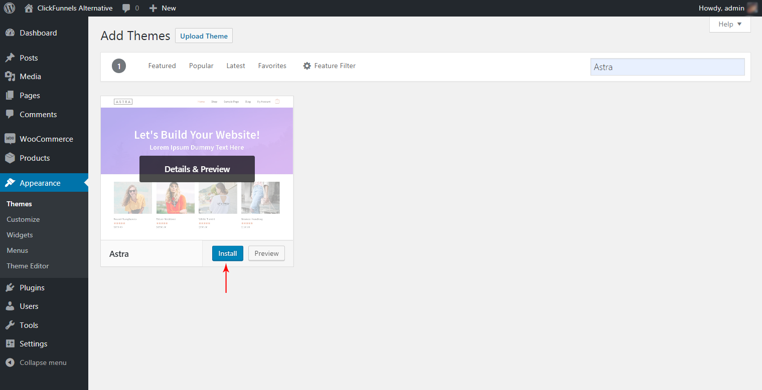 The Best ClickFunnels Alternative For WordPress Install Astra Theme