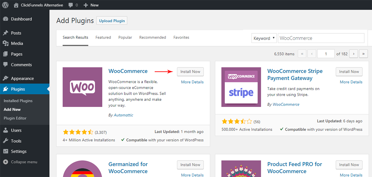 The Best ClickFunnels Alternative For WordPress Installing WooCommerce plugin