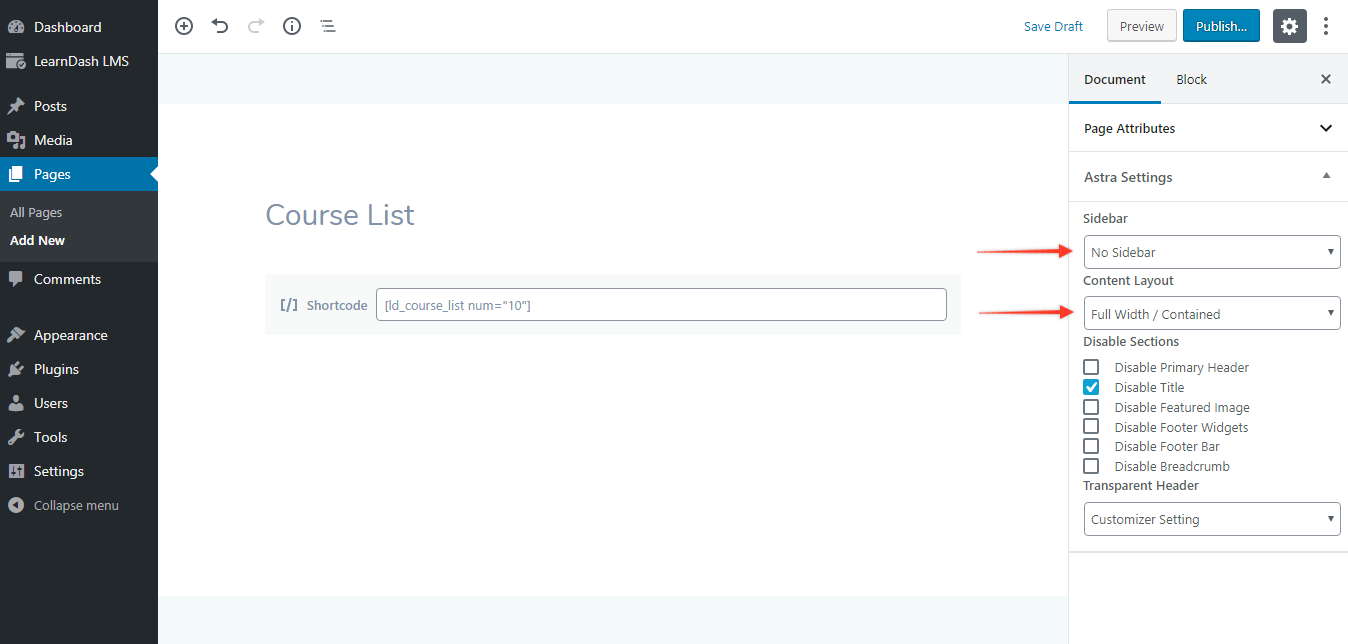 Sidebar / Container Options in Customizer for Learndash Not Working? Astra LearnDash Sidebar Not Working