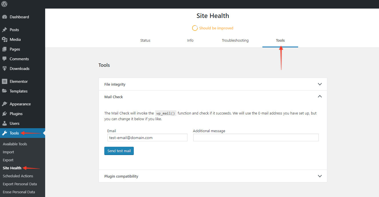 Troubleshooting Steps ( with Health Check & Troubleshooting plugin ) WordPress Website Site Health Tools