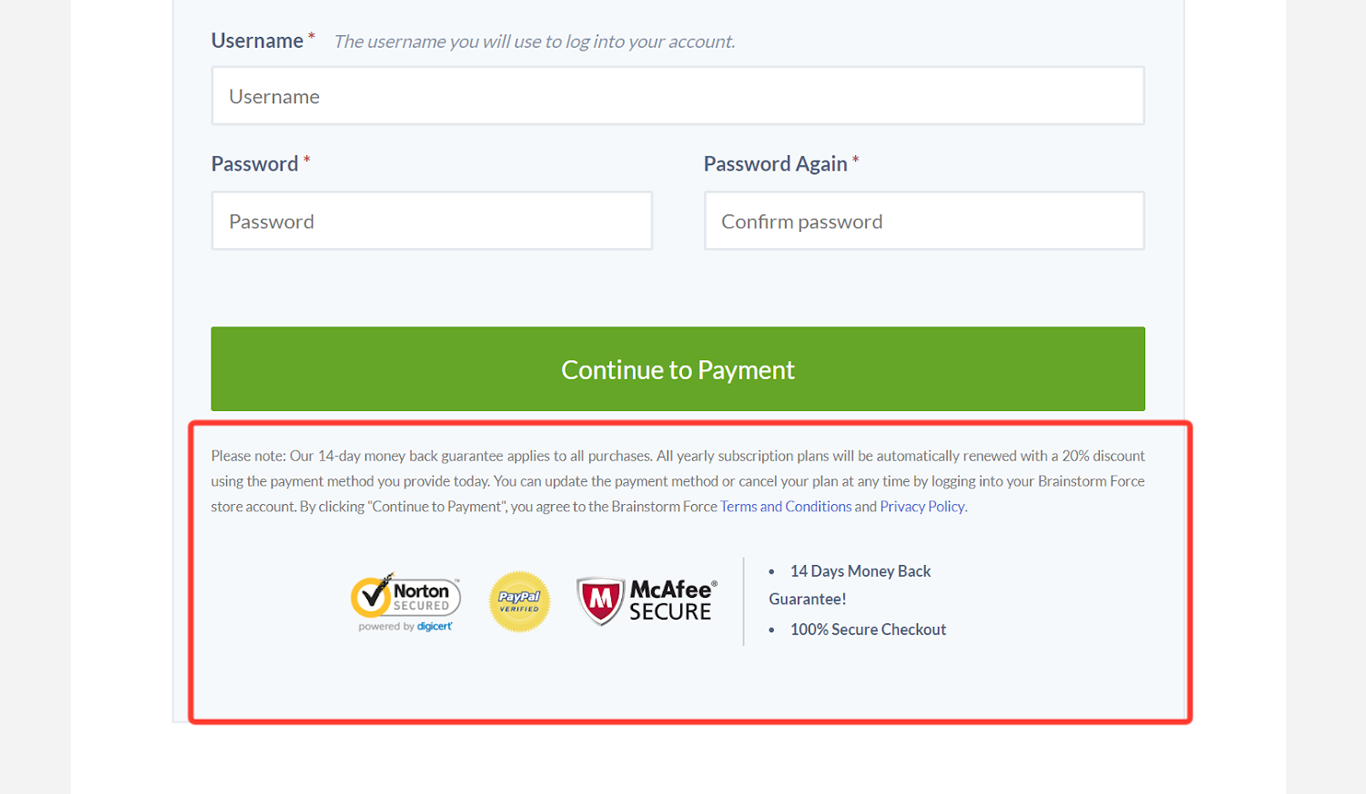 16 WooCommerce Checkout Optimization Secrets Revealed – Bring On the Profit! Astra Woo Checkout Optimize Example Trust Seal and Policies New