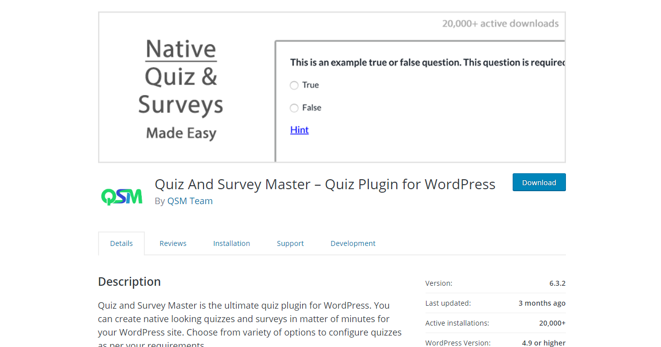 10 Best WordPress Survey Plugins: For Surveys, Questionnaires, Polls or Quizzes Quiz and Survey Master quiz plugin for WordPress