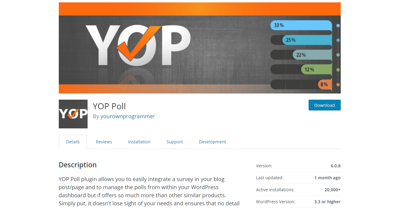 10 Best WordPress Survey Plugins: For Surveys, Questionnaires, Polls or Quizzes YOP poll plugin
