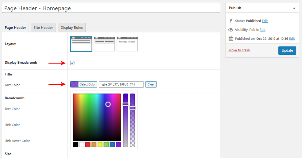 Astra is All Geared Up for WordPress 5.3! Astra page header options