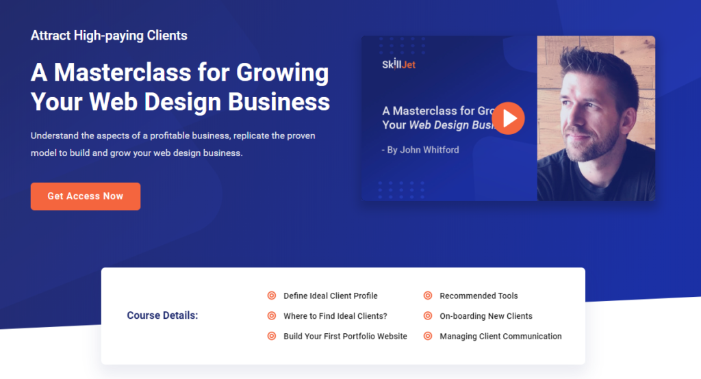 Introducing SkillJet - Turbocharge Your Business Starting Today! A Masterclass for Growing Your Web Design Business by John Whitford on SkillJet